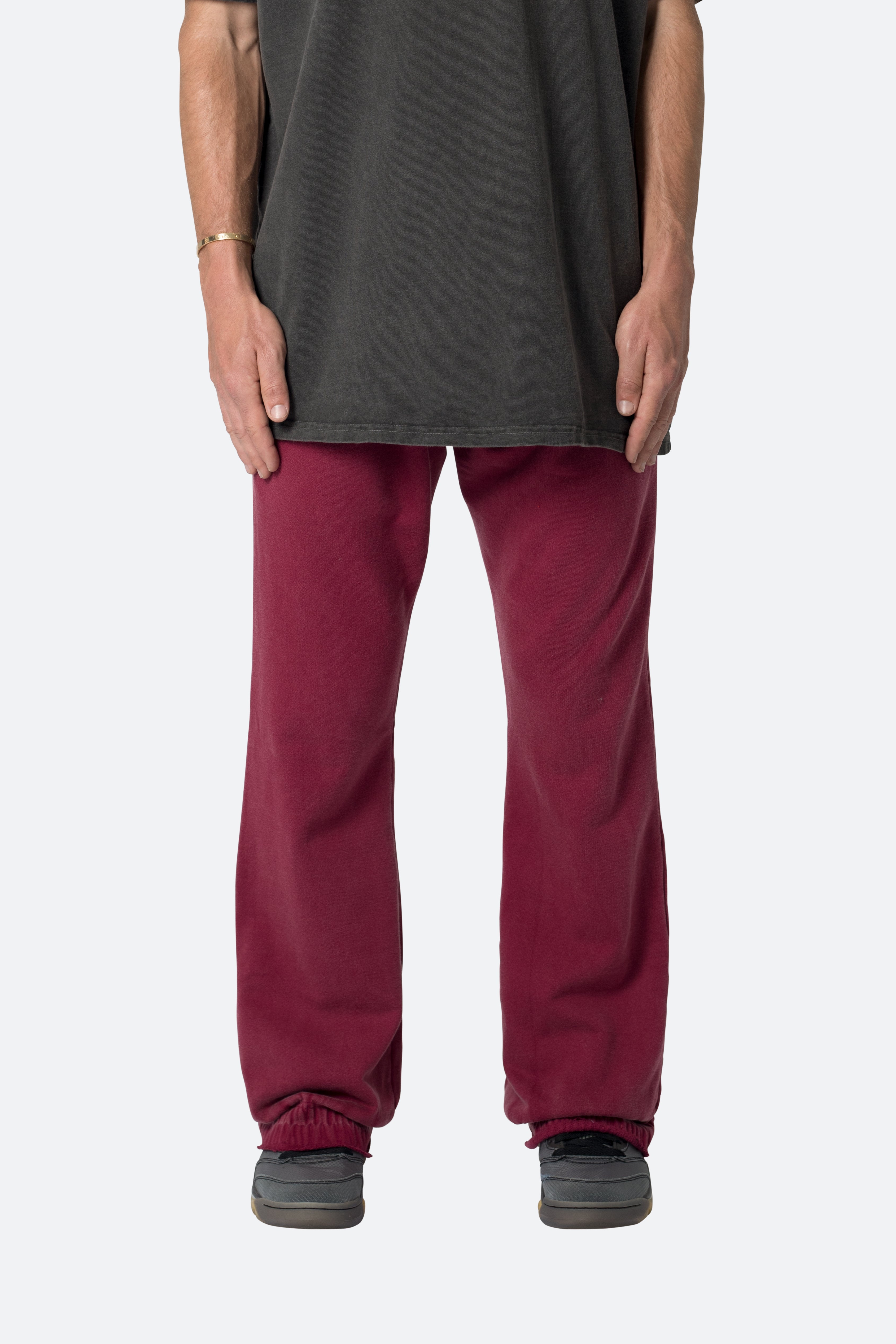 Washed Flare Sweatpants - Magenta