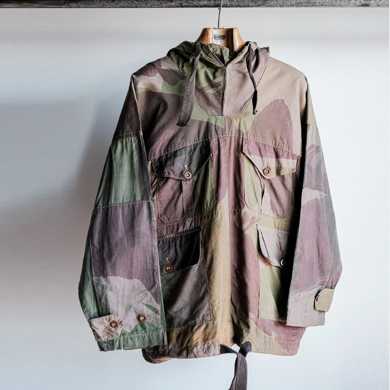 Men's Camouflage Multi-Pocket Cargo Pullover Windbreaker Jacket
