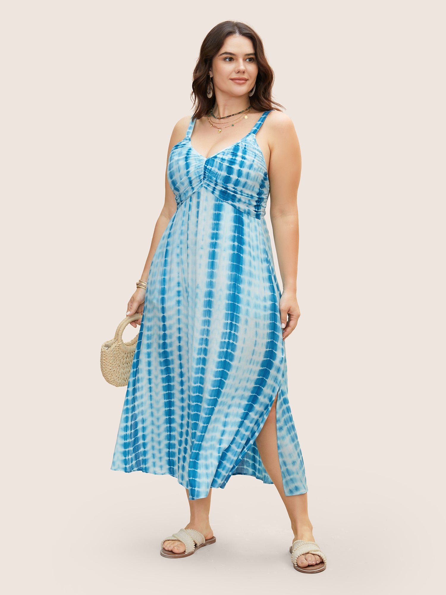 Tie Dye Split Hem Maxi Cami Dress
