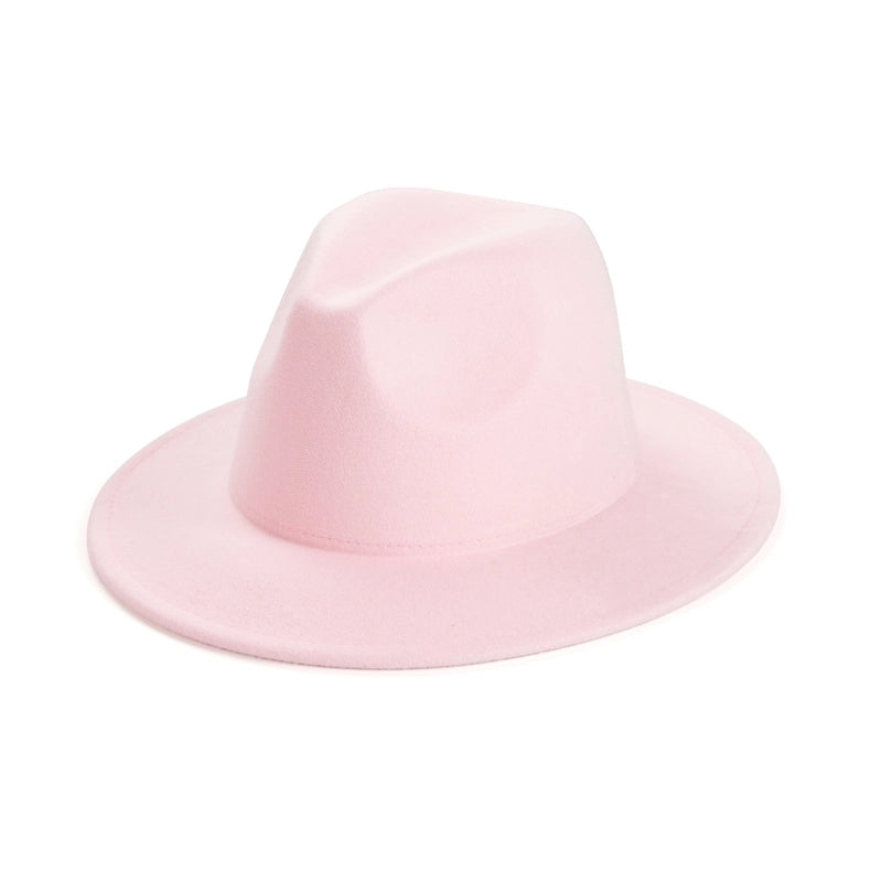 Unisex Elegant Solid Color Big Eaves Fedora Hat