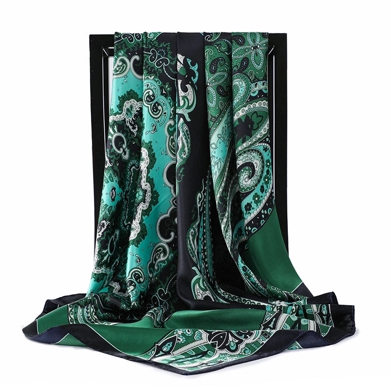 Women's Minimalist Flower Satin Printing Scarves & Gloves