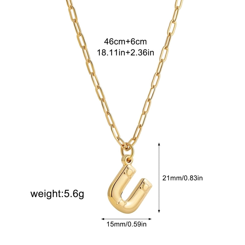 Preppy Style Solid Color Shiny Letter 304 Stainless Steel Pendant Necklace