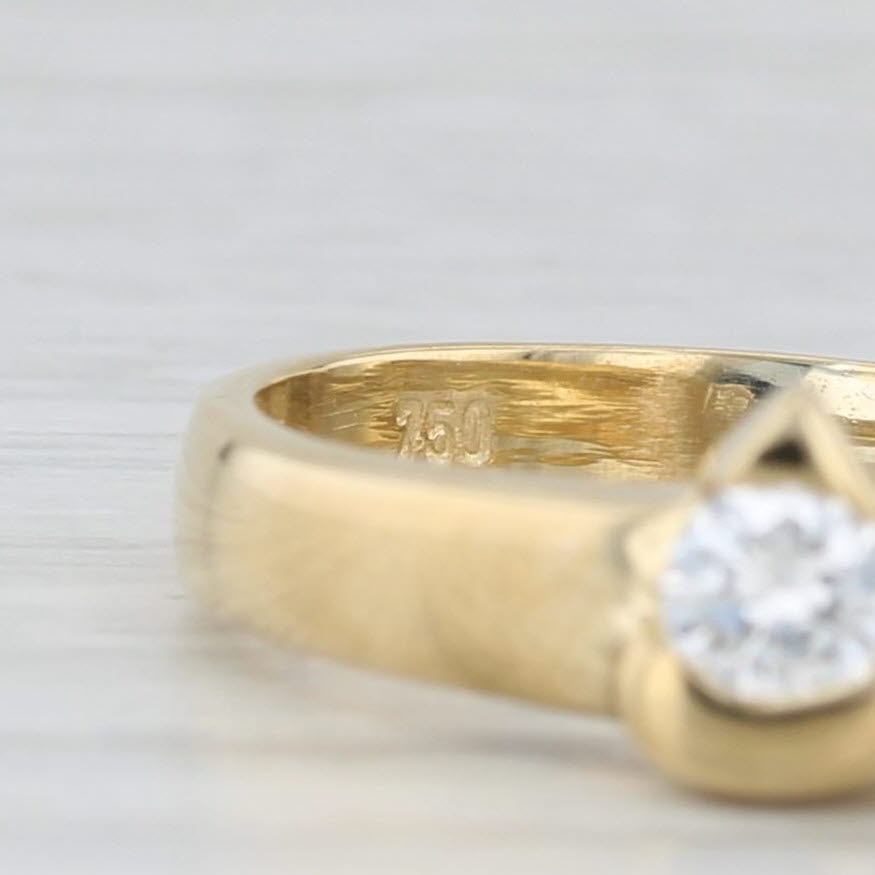 0.18ct Round Diamond Solitaire Ring 18k Yellow Gold Bypass Size 4