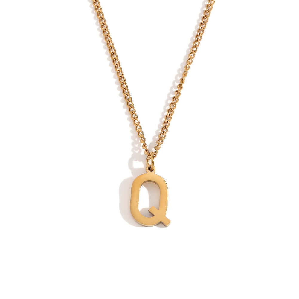 Fashion Letter Number Geometric Text Stainless Steel 18K Gold Plated Necklaces