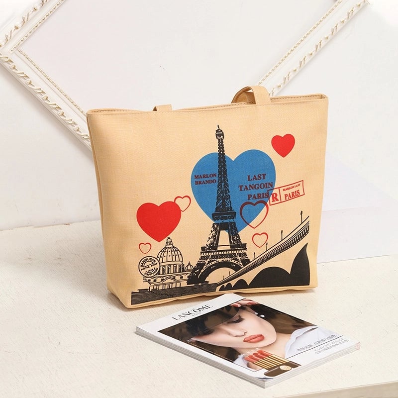 Women's Large All Seasons Nylon Animal Letter Preppy Style Classic Style Zipper Canvas Bag