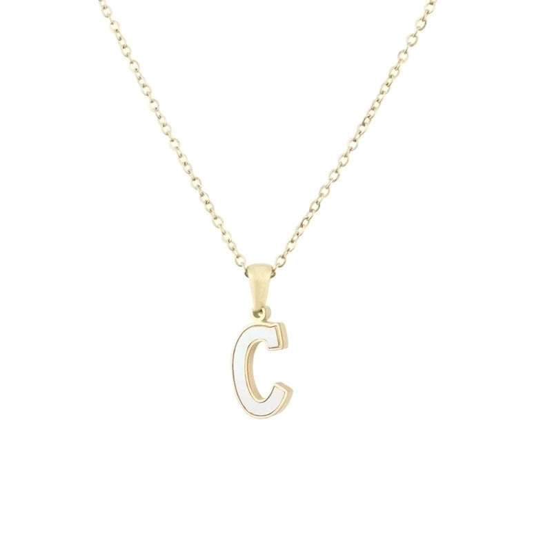 304 Stainless Steel Titanium Steel 18K Gold Plated Minimalist Plating Inlaid Shell Letter Shell