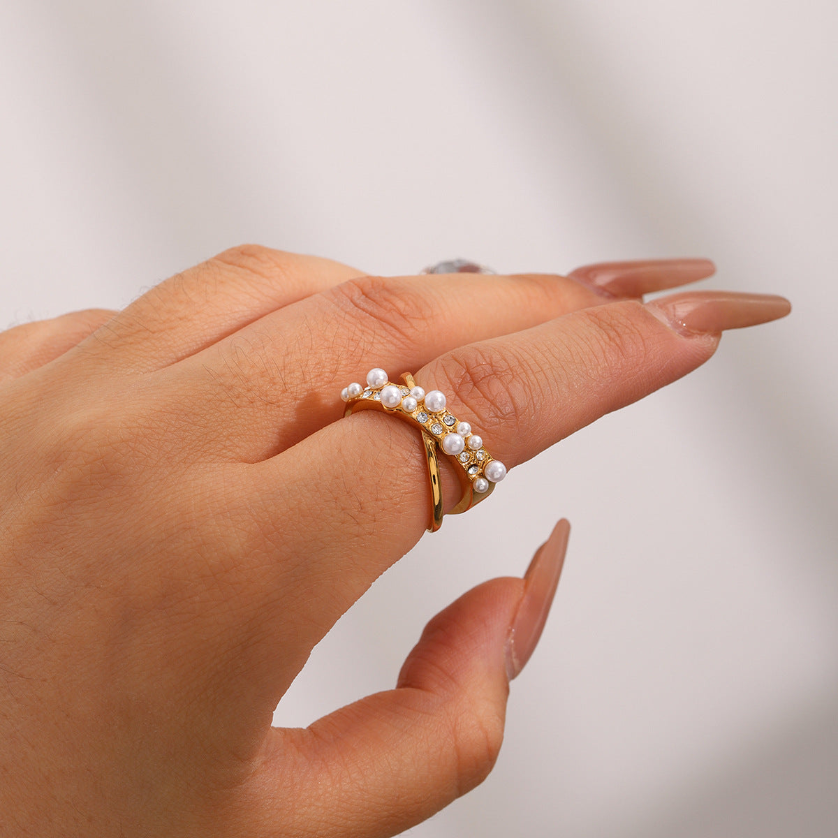 Titanium Steel Pearl Ring Jewelry Stainless Steel Rings