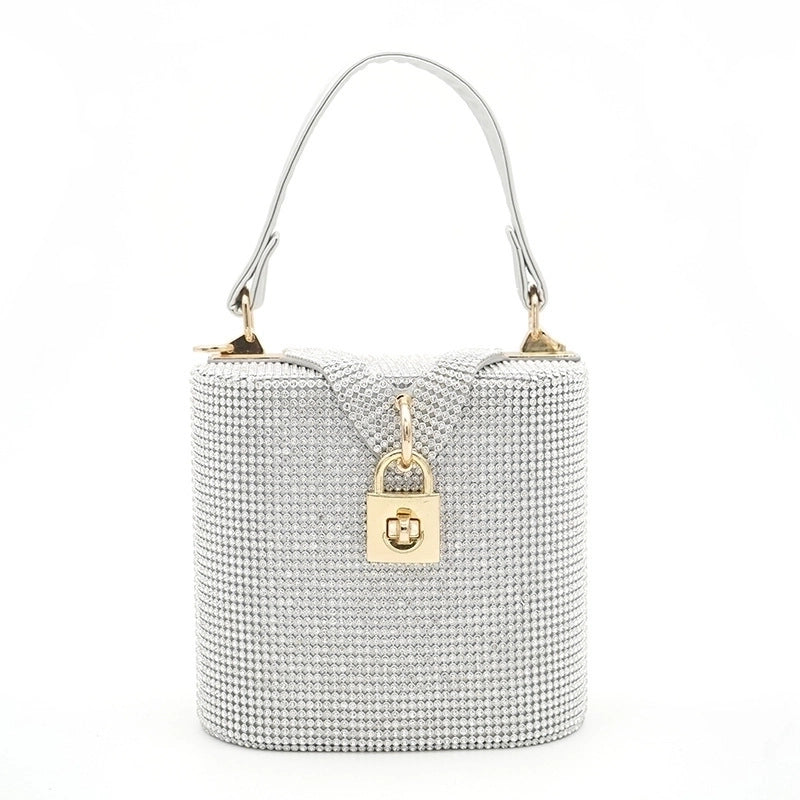 Rhinestone Satin Solid Color Bucket Evening Bags
