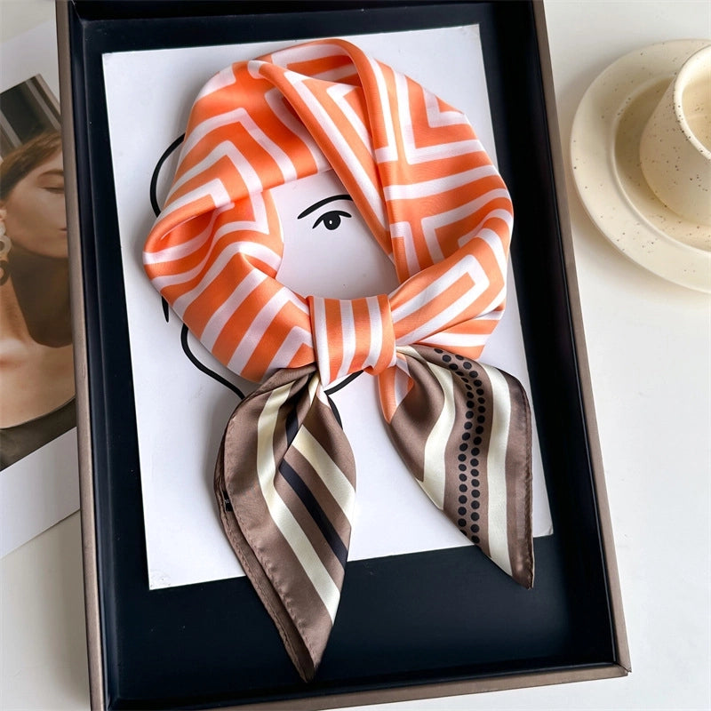 Unisex Minimalist Stripe Polyester Satin Printing Silk Scarf