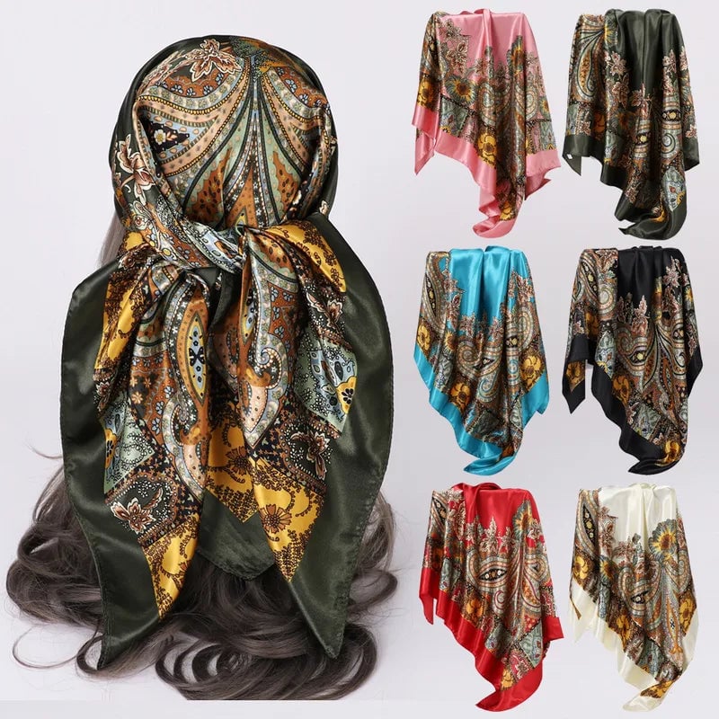 Women's Elegant Vintage Style Lady Printing Polyester Printing Silk Scarf