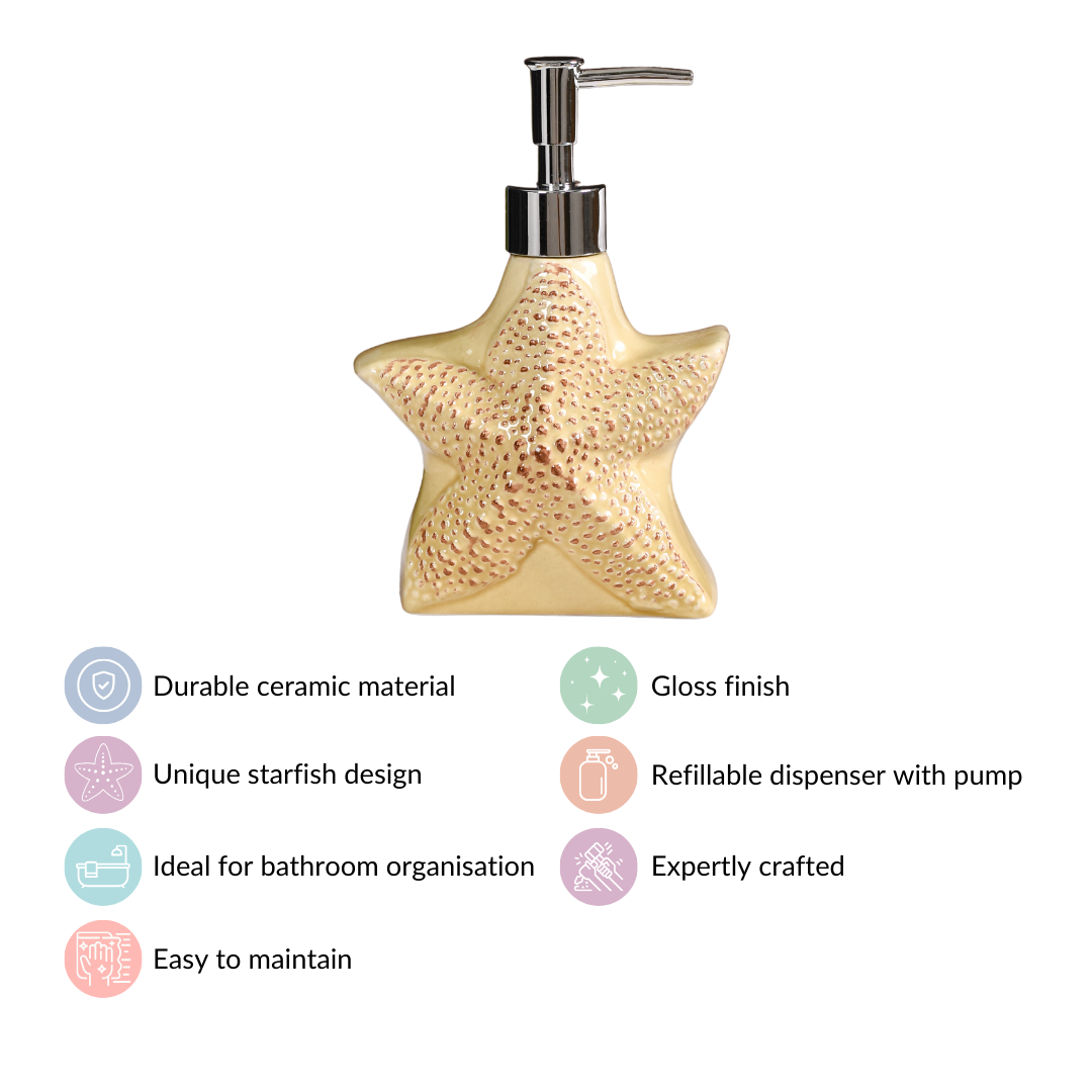 Marine Bliss Starfish Ceramic Liquid Dispenser Yellow