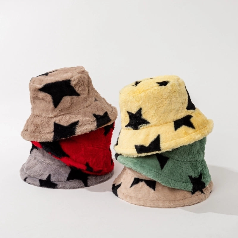Unisex Basic Retro Classic Style Star Printing Wide Eaves Wool Cap