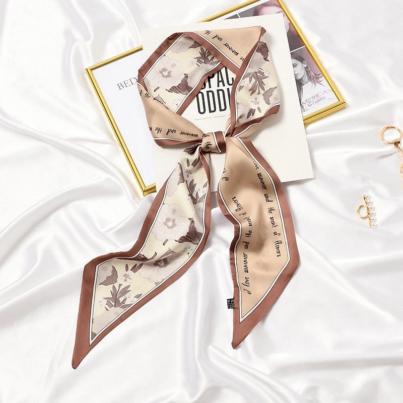 Women's Elegant Sweet Plant Satin Silk Scarf