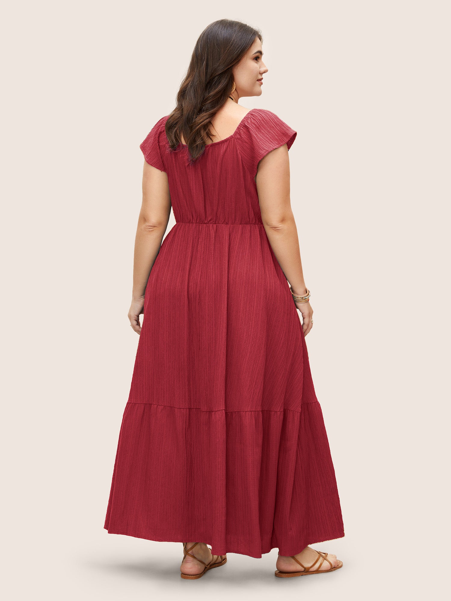 Texture Drawstring Tie Knot Tassels Dress