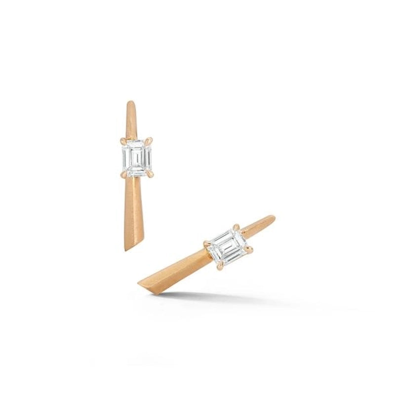 Minimalist Geometric Plating Inlay Copper Zircon Ear Studs