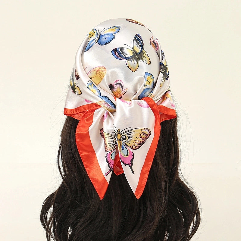 Women's Minimalist Classic Style Butterfly Satin Silk Scarf