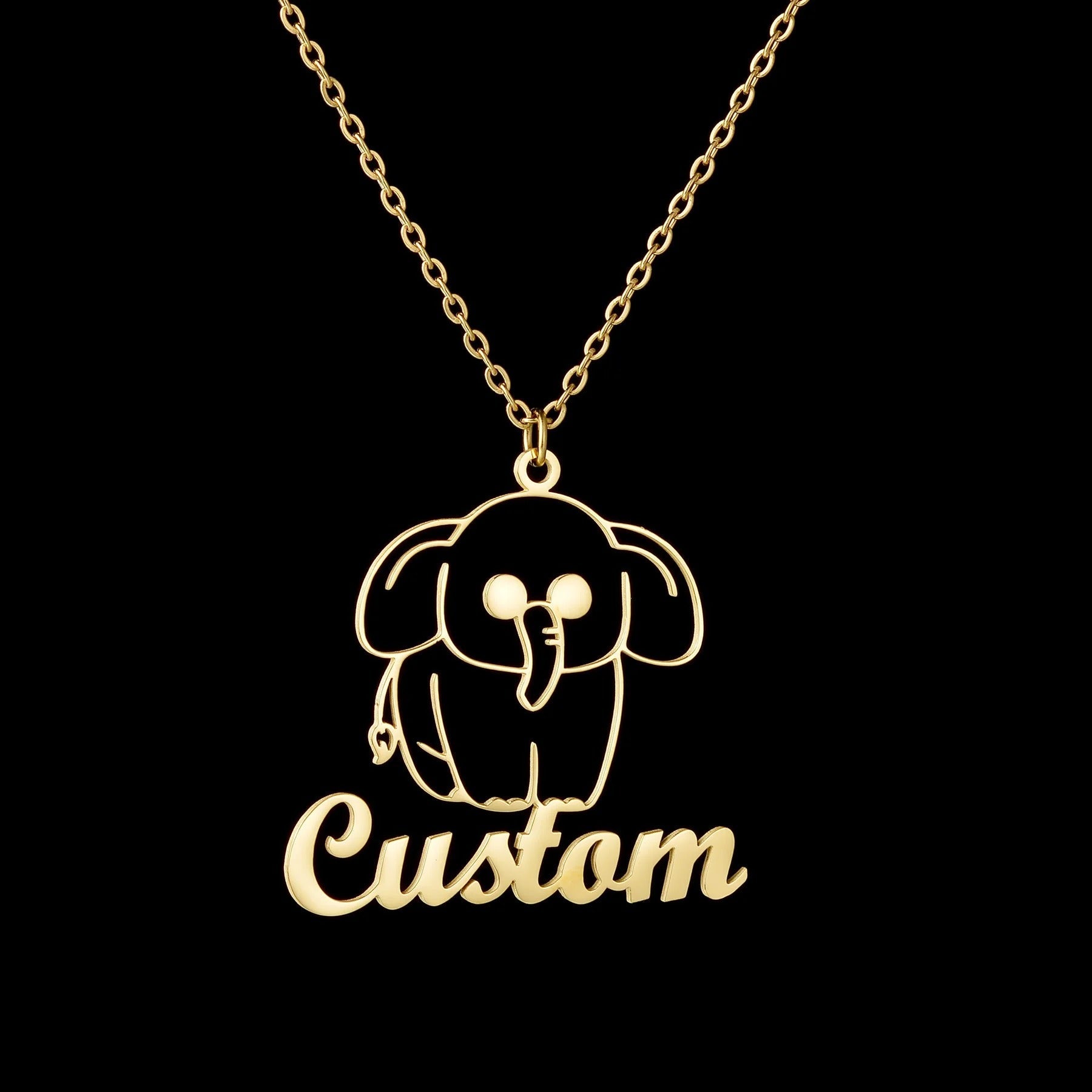 Custom Animal Outline Pendant Necklace With Name Design