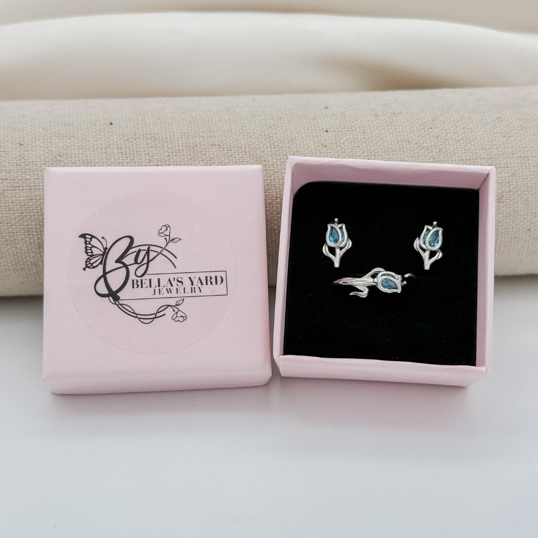 Blooming Tulip Ring & Earring Set