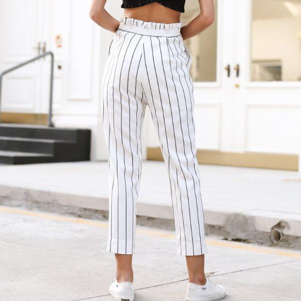 Vertical Striped Straight Trousers