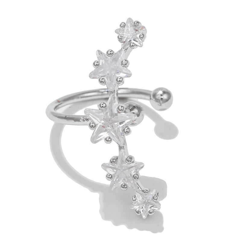 Glam Pentagram Brass Plating Zircon Ear Clips 1 Piece