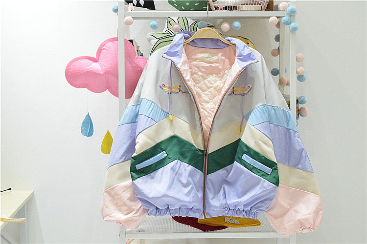 Pastel stitching jacket KF9335