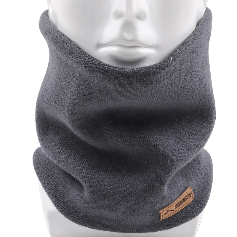 Autumn And Winter Single Circle Collar Men's And Women's Solid Color Fleece-lined Knitted Scarf Fashion Fake Turtleneck Warm Pullover Scarf