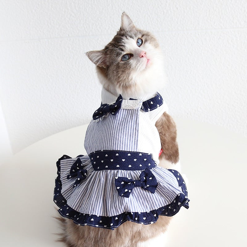 Striped Heart Printed Pet Dress&Tee