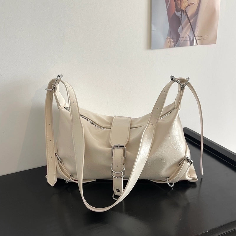 Women's Pu Leather Solid Color Classic Style Zipper Underarm Bag