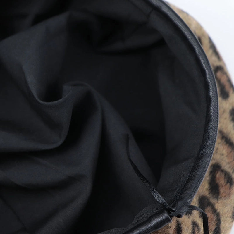Women's Casual Minimalist Leopard Eaveless Beret Hat
