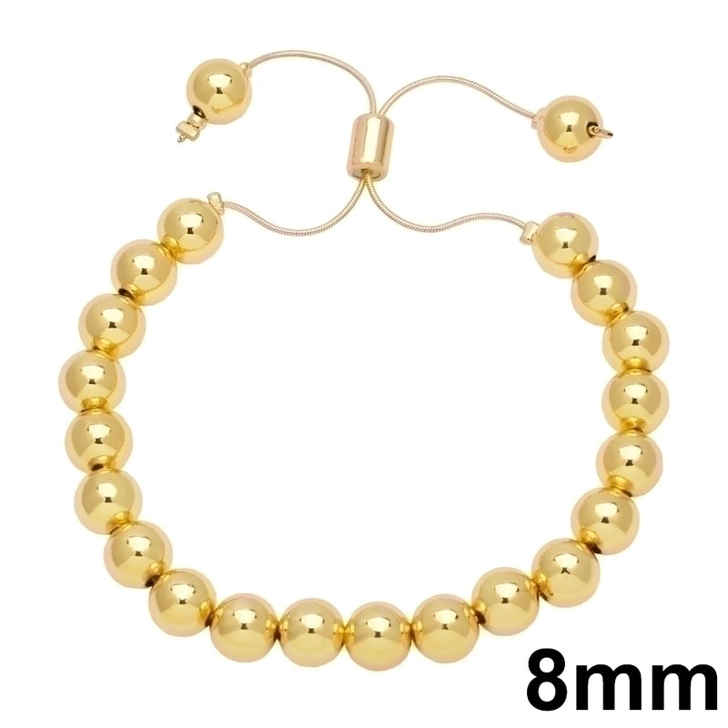 Basic Fashion Minimalist Round Copper Beaded Plating 18k Gold Plated Bracelets