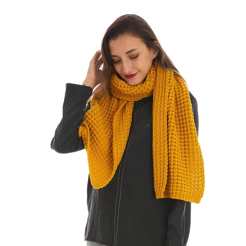 Hot Sale New High-end Sense Women's Solid Color Scarf Autumn And Winter Knitted Scarf