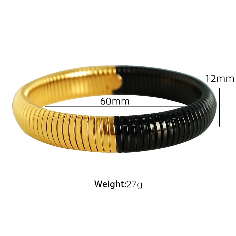 Exaggerated Classic Style Circle 304 Stainless Steel 18K Gold Plated Wide Bracelet Bangle In Bulk