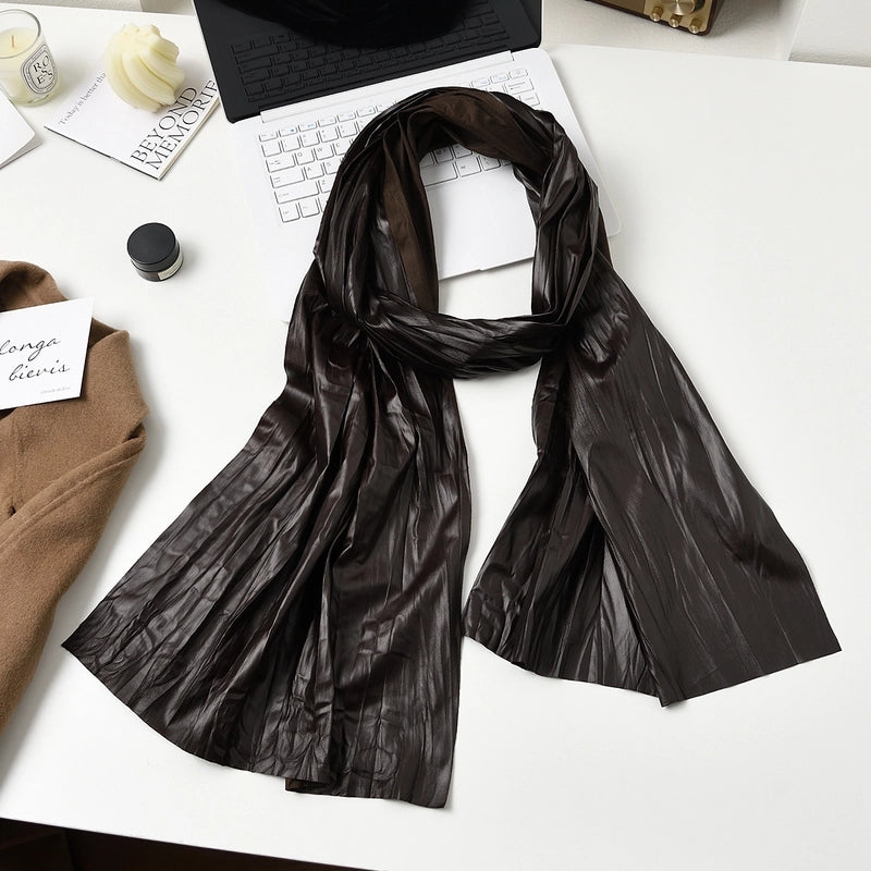 Women's Minimalist Solid Color Polyester Leather Scarf