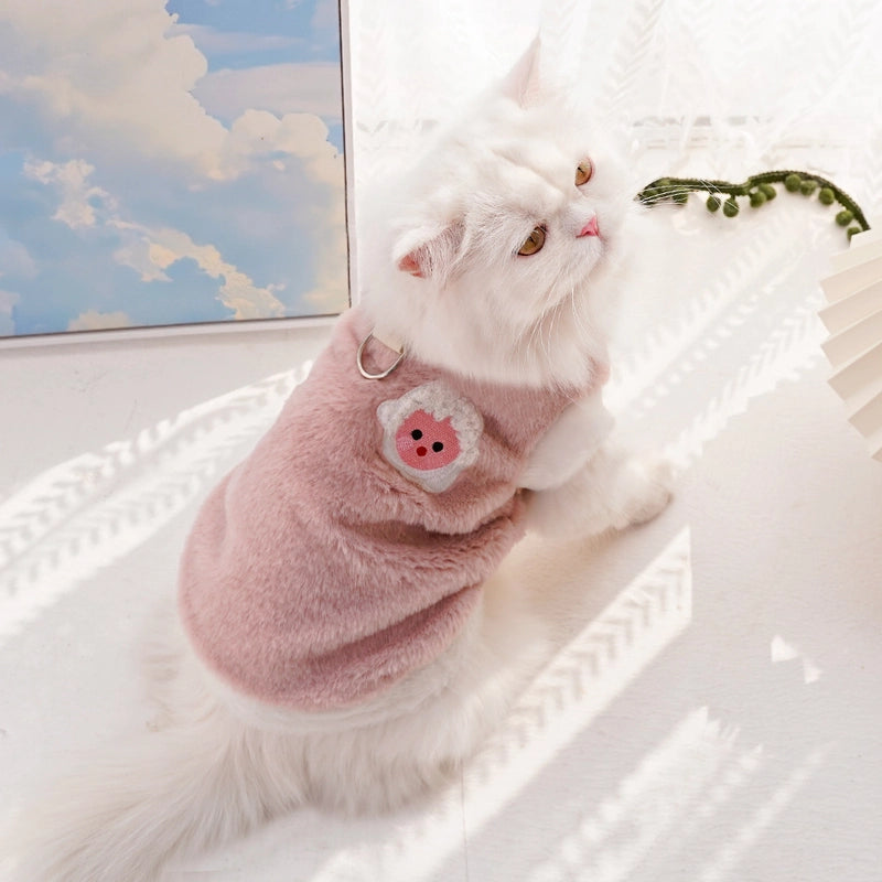 Thickened Warm Franece Velvet Embroidered Little Sheep Pet Clothes For Dogs Cats Autumn/winter Season