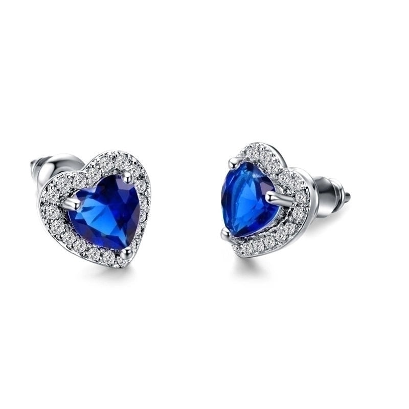 Minimalist Heart Copper Artificial Gemstones Earrings Ear Studs