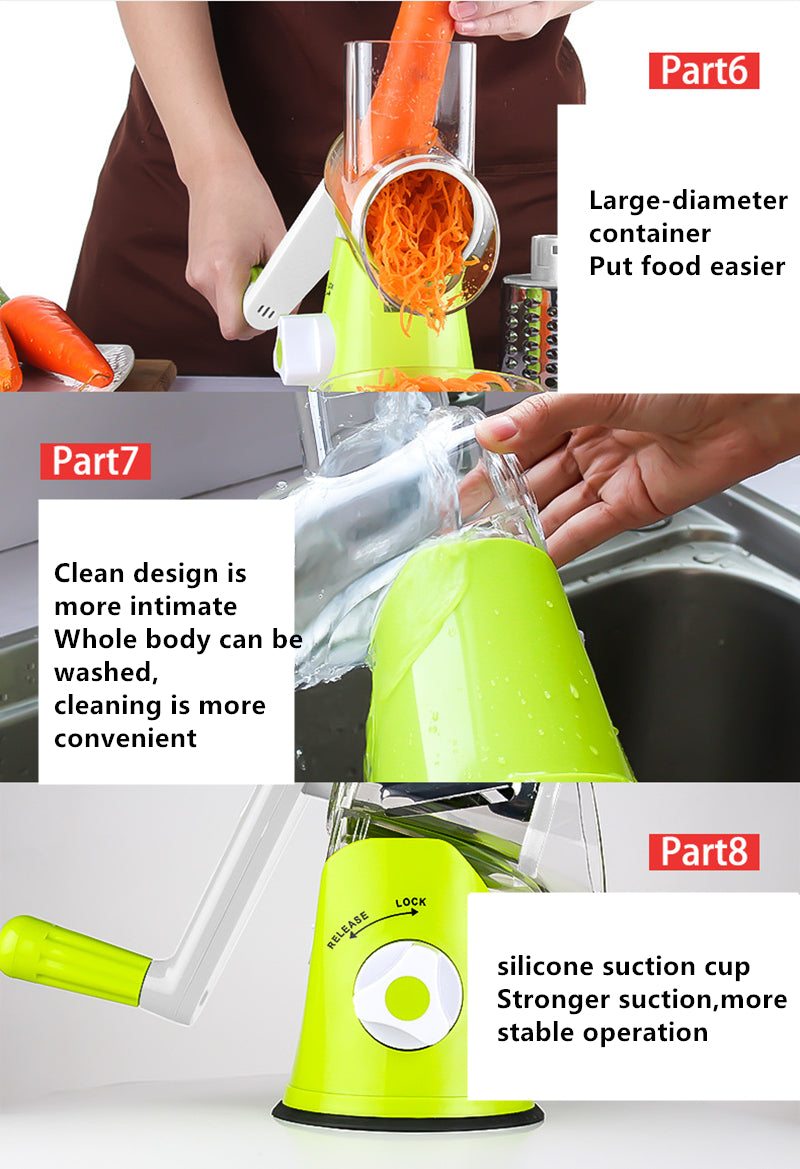 Multifunctional Manual Vegetable Spiral Slicer Cutter with Premium Hand Rotary Grater Drum Rs 1999