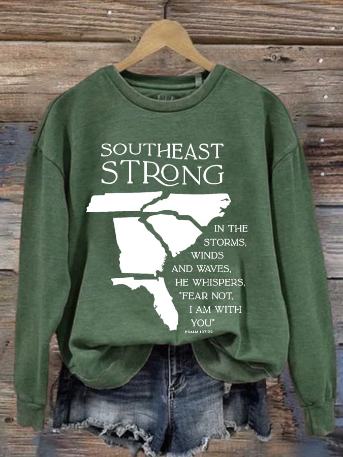 Women's Southeast Strong Hurricane Helene Print Round Neck Sweatshirt