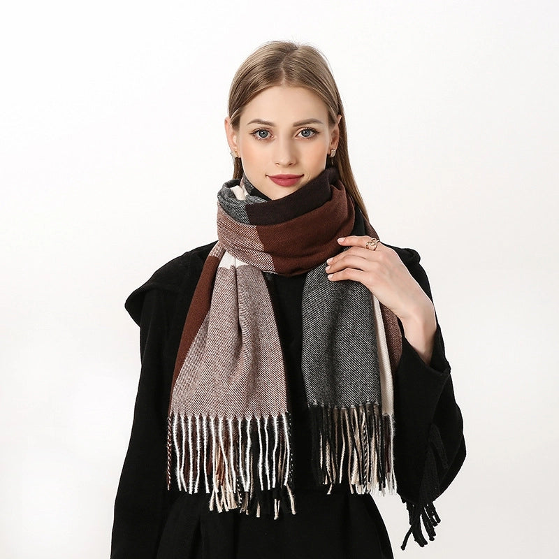 Scarf Women Winter Cashmere Scarf  Dongdaemun Plaid Scarf Autumn New  Scarf