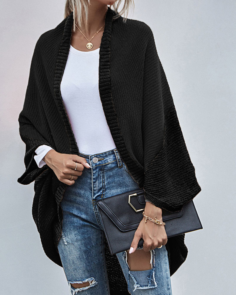 Contrasting shawl -colored knitted cardigan sweater jacket