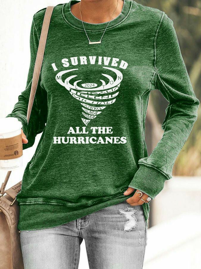 Women's I Survived All The Hurricane Printed Casual Sweatshirt