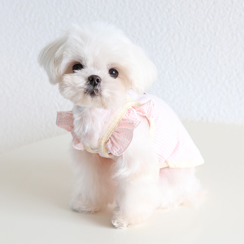 Cotton Sweet Ruffled Sleeves Dog Cat Vest