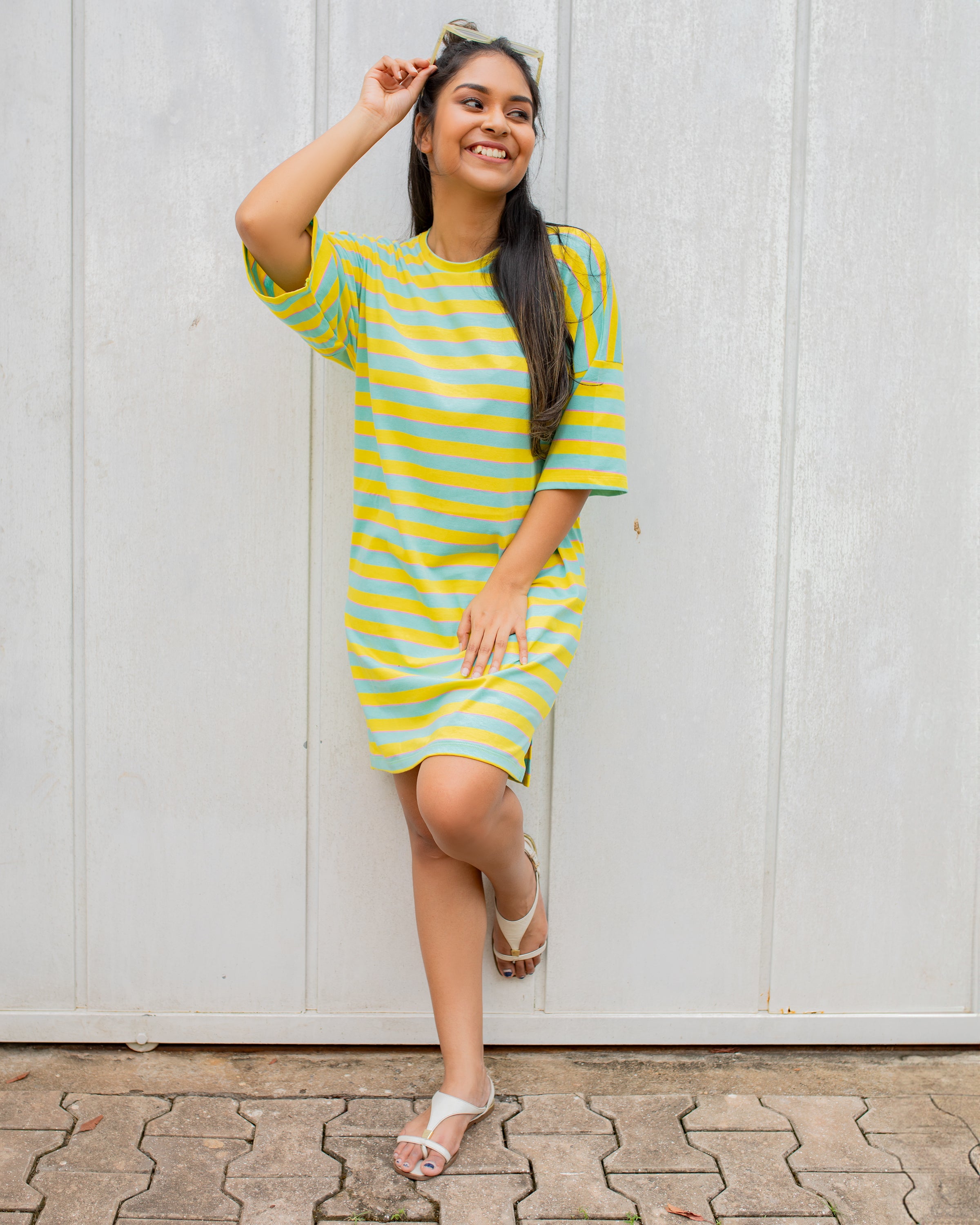 Jessy T -Dress -Green and Yellow Stripe