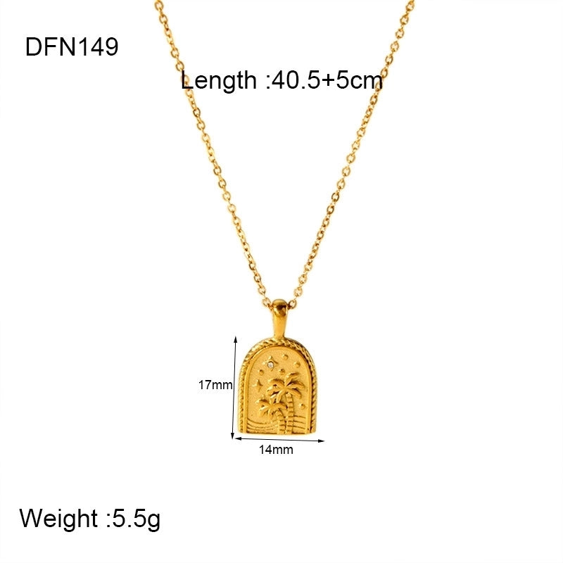 304 Stainless Steel Gold Plated Minimalist Classic Style Plating Solid Color Pendant Necklace