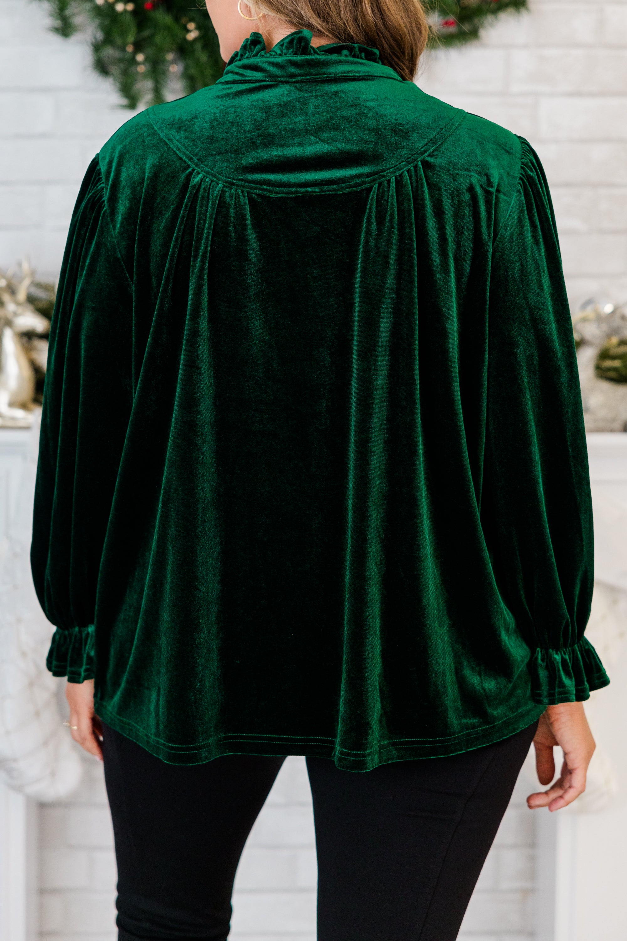 Shine Bright Beautiful Blouse. Hunter Green