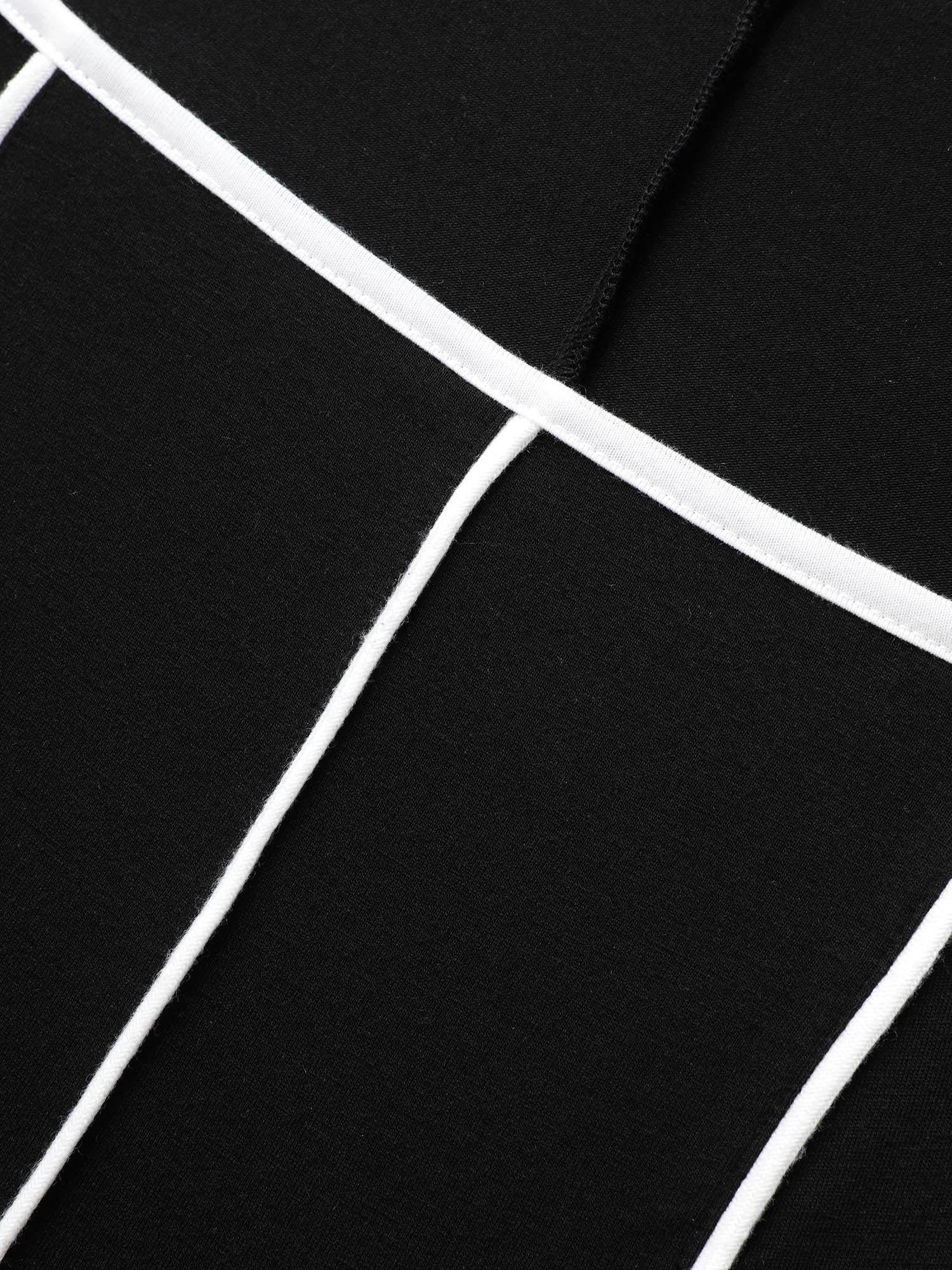 Square Neck Contrast Trim Midi Dress