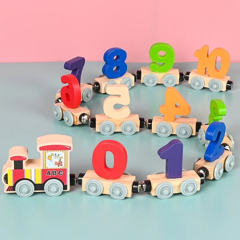 🔥 Numbers And Letters Magnetic Train Puzzle Wooden Toy Car