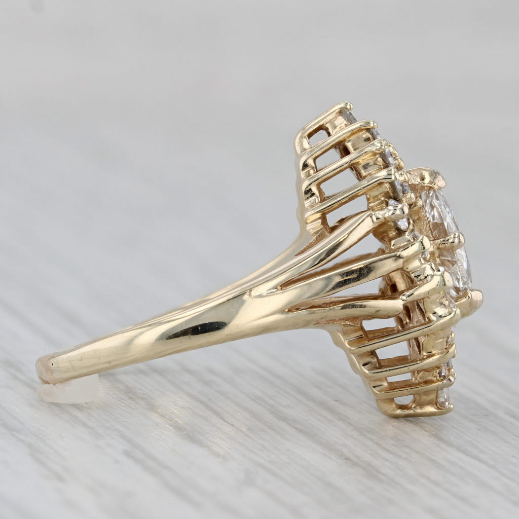 1.36ctw Marquise Halo Diamond Engagement Ring 14k Yellow Gold Size 6.75