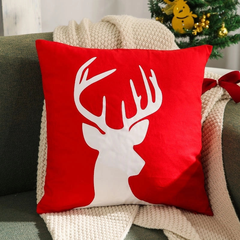 Fashion Christmas Tree Elk Short Plush Pillow Cases