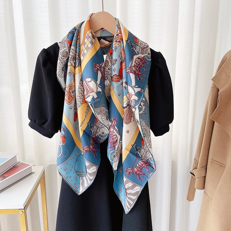 Women's Elegant Lady Printing Silk Twill Printing (Printing) Silk Scarf