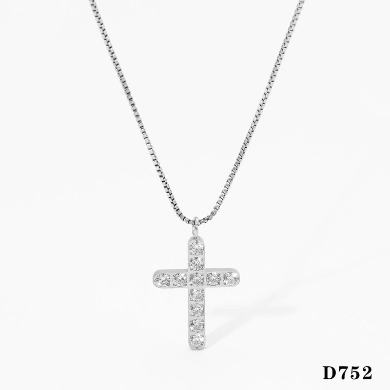 Modern Style Artistic Cross 304 Stainless Steel 16K Gold Plated White Gold Plated Necklace